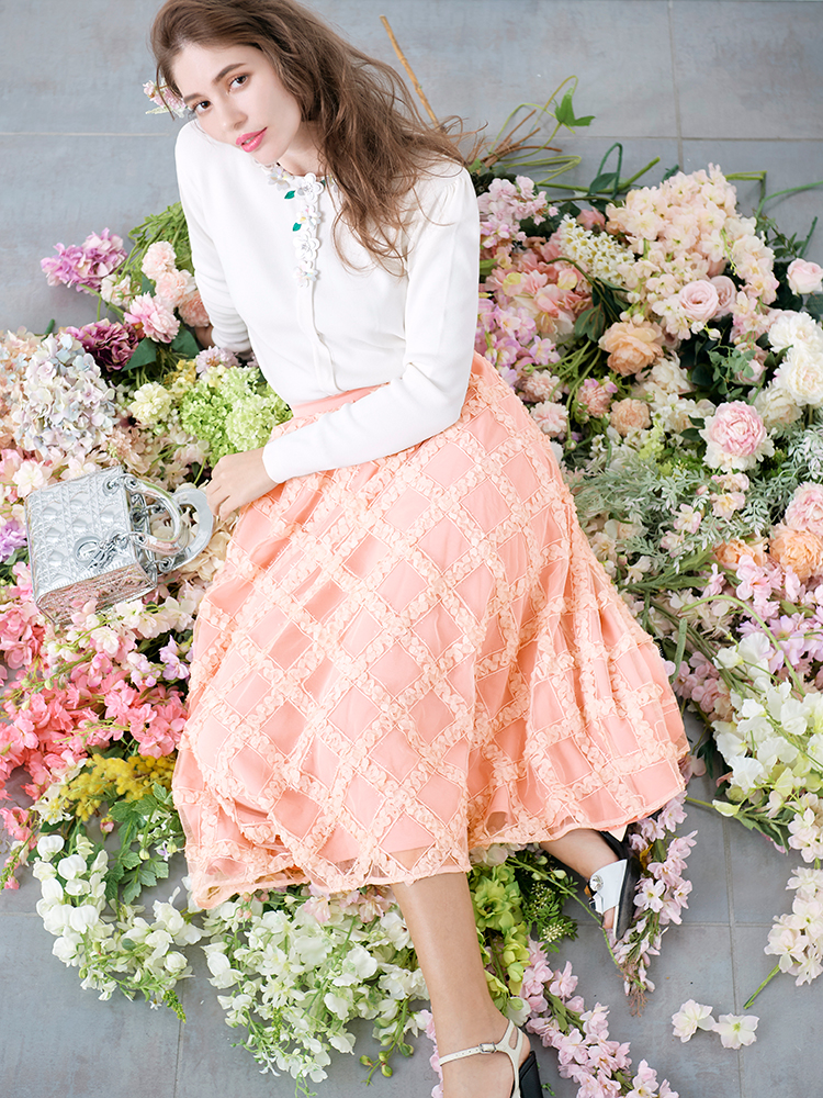 Chesty（チェスティ）チュール刺繍スカート(0 Pink): Online Shop｜公式通販サイト