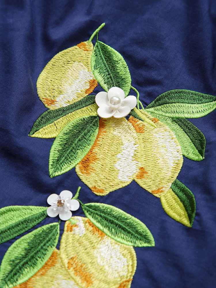 Chesty（チェスティ）レモン刺繍ワンピース(0 Navy): Online Shop 