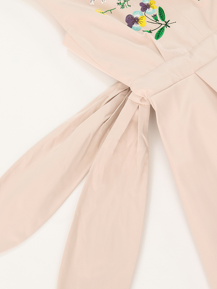 Chesty（チェスティ）サイドリボン刺繍ジャンパースカート(0 Pinkbeige 