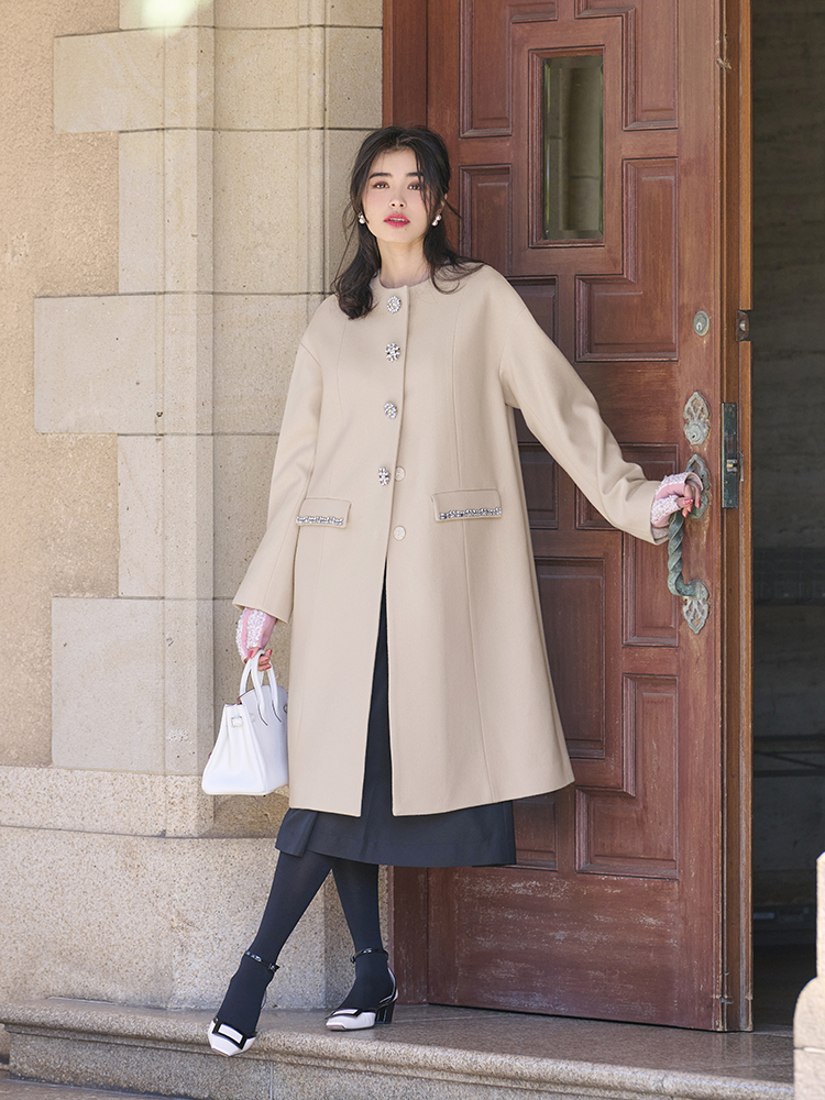 美品✨エスマックスマーラ ロングコート 羊毛100% 34サイズ ピンク 