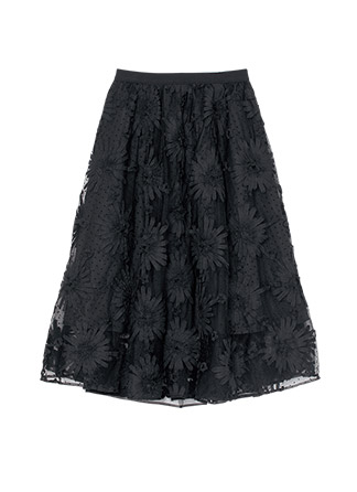 チュール刺繍スカート（0 / Black）